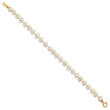 14k 4-5mm White Semi-Round Freshwater Cultured Pearl 4 inch Bracelet