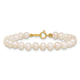 14k 4-5mm White Semi-Round Freshwater Cultured Pearl 4 inch Bracelet