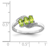 Sterling Silver Rhodium Peridot & Diamond Ring - QD-7F695415-2334