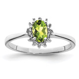 Sterling Silver Rhodium Peridot Diamond Ring - QD-0D48CDCA-2898