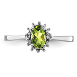 Sterling Silver Rhodium Peridot Diamond Ring - QD-0D48CDCA-2898