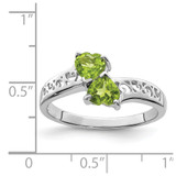 Sterling Silver Rhodium Peridot Heart Ring - QD-8EAB3D6C-9199
