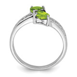 Sterling Silver Rhodium Peridot Heart Ring - QD-E85D54DD-9764