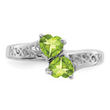 Sterling Silver Rhodium Peridot Heart Ring - QD-E85D54DD-9764