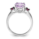 Sterling Silver Rhodium Pink Quartz & Rhodolite Garnet Ring - QR-A6472E1D-3392