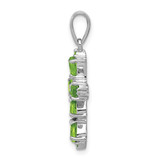 Sterling Silver Rhodium Plated  Peridot Cross Pendant