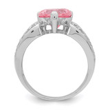 Sterling Silver Rhodium plated 10mm Clear CZ and Pink Heart CZ Ring - QR-259CECBB-5829