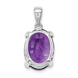Sterling Silver Rhodium Plated Amethyst and Diamond Pendant - QD-51142AE3-4418