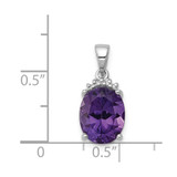 Sterling Silver Rhodium Plated Amethyst and Diamond Pendant - QD-5D7079B6-6776