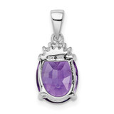 Sterling Silver Rhodium Plated Amethyst and Diamond Pendant - QD-5D7079B6-6776