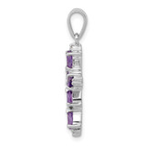 Sterling Silver Rhodium Plated Amethyst Cross Pendant - QD-A7C203D0-3576