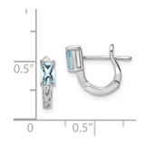Sterling Silver Rhodium Plated Aquamarine Hinged Hoop Earrings
