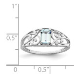 Sterling Silver Rhodium Plated Aquamarine Ring - QR-C9F3FA12-7523