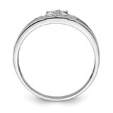 Sterling Silver Rhodium Plated Black and White Diam. Cross Men's Ring - QR-85B75163-3702