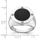 Sterling Silver Rhodium Plated Black Simulated Onyx & CZ Ring - QR-0F36BF97-5801