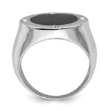 Sterling Silver Rhodium Plated Black Simulated Onyx & CZ Ring - QR-630437CE-3586