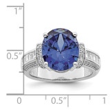 Sterling Silver Rhodium plated Blue & White CZ Ring - QR-029795F3-8627