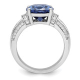 Sterling Silver Rhodium plated Blue & White CZ Ring - QR-0C2532EE-5306
