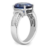 Sterling Silver Rhodium plated Blue & White CZ Ring - QR-0C2532EE-5306