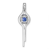 Sterling Silver Rhodium plated Blue & White CZ Slide Pendant