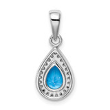 Sterling Silver Rhodium Plated Blue and Clear CZ Pendant - QP-BB1DD613-2174