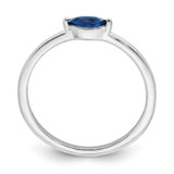 Sterling Silver Rhodium Plated Blue CZ Ring - QR-A0019EB7-7071