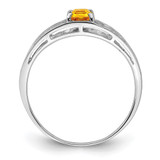 Sterling Silver Rhodium Plated Citrine Ring - QR-C9F547DB-7316