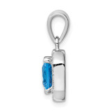 Sterling Silver Rhodium Plated Clear CZ and Square Blue CZ Pendant - QP-297170A4-5676