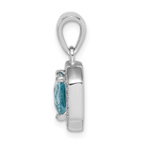 Sterling Silver Rhodium Plated Clear CZ and Square Blue CZ Pendant - QP-452DAE13-1668