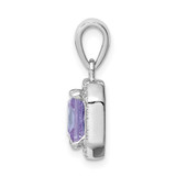 Sterling Silver Rhodium Plated Clear CZ and Square Light Purple CZ Pendant