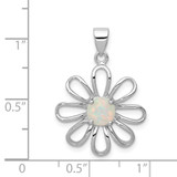 Sterling Silver rhodium Plated Created Opal Daisy Slide
