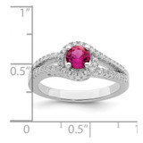 Sterling Silver Rhodium plated Created Red Corundum & White CZ Ring - QR-1DDF1F84-6778