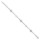 Sterling Silver Rhodium Plated Cross and Angel Bracelet