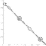 Sterling Silver Rhodium Plated Cross and Angel Bracelet