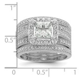 Sterling Silver Rhodium plated CZ 3 piece Bridal Ring Set - QR-290A68ED-8293