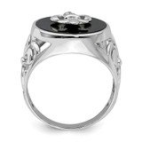 Sterling Silver Rhodium Plated CZ Black Onyx Ring - QR-A7D01BA8-8855