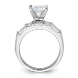 Sterling Silver Rhodium Plated CZ Engagement Ring and CZ Wedding Band Two Piece Set - QR-4008EFCD-5885