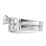 Sterling Silver Rhodium Plated CZ Engagement Ring and CZ Wedding Band Two Piece Set - QR-A59A742B-1501