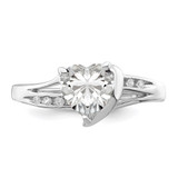 Sterling Silver Rhodium Plated CZ Heart Ring - QR-171158CD-7128
