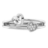 Sterling Silver Rhodium plated CZ Hearts Ring - QR-65D14A79-2574