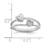 Sterling Silver Rhodium plated CZ Hearts Ring - QR-EACC6B08-5882