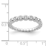 Sterling Silver Rhodium Plated CZ Ring - QR-DD28C87A-6240