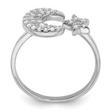 Sterling Silver Rhodium Plated CZ Star & Moon Ring - QR-92C4CC04-8294