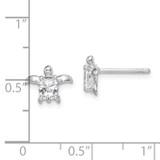 Sterling Silver Rhodium Plated CZ Turtle Post Earrings