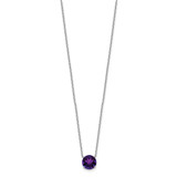 Sterling Silver Rhodium Plated Dark Purple Swarovski Crystal 16.5 inch Necklace with 2 inch extension