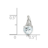 Sterling Silver Rhodium Plated Dia. & Aquamarine Heart Pendant