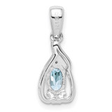 Sterling Silver Rhodium Plated Dia. & Aquamarine Oval Pendant - QP-3F0408CA-5021