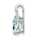 Sterling Silver Rhodium Plated Dia. & Aquamarine Oval Pendant - QP-A1456FA2-5471