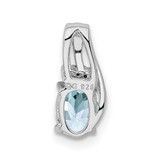 Sterling Silver Rhodium Plated Dia. & Aquamarine Oval Pendant - QP-A1456FA2-5471