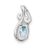 Sterling Silver Rhodium Plated Dia. & Aquamarine Oval Pendant - QP-B437C412-6081